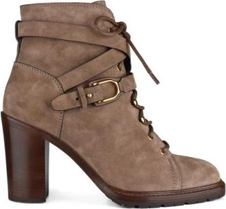 Ralph Lauren Evarista Suede Boot - Dames - Laarzen met Hak - Bruin - 37 1/2 EU - Su&egrave;de - Schoenen