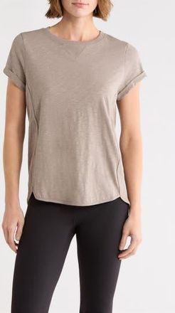 DKNY Roll Sleeve Cotton Blend T-Shirt in Mushroom at Nordstrom Rack, Size X-Large