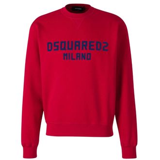 Dsquared2 Mens Cool Fit Milano Crew Neck Red Jumper Cotton - Size X-Large