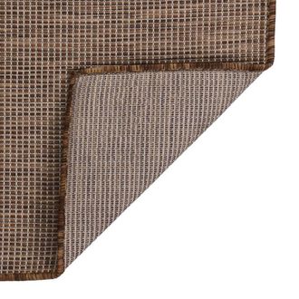 Berkfield Home Outdoor Flatweave Rug 200x280 cm Brown | Size: 100 cm diameter