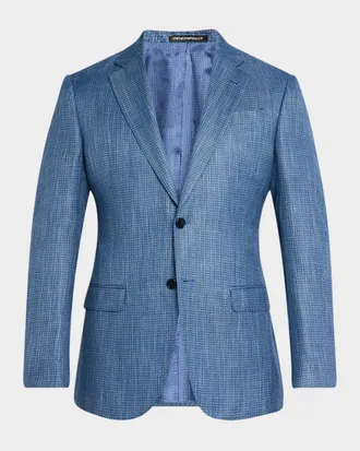 Emporio Armani Men & apos;s Bamboo Textured Grid Sport Coat