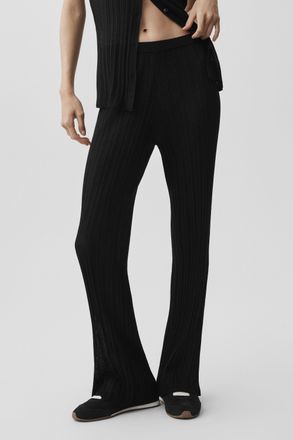 Alo | Sweater High-Waist Sunlit Straight Leg Pants Top in Black, Size: Medium