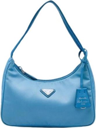 Prada Pre-owned Nylon Shoulder Bag - Dames - Vintage Mini Tas - Blauw - ONE Size - Nylon - Vintage