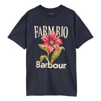 Barbour T-Shirts, female, Blue, Size: XS Wild Flower Oversized Graphic T-Shirt