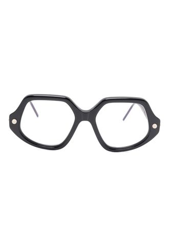 Kuboraum geometric-frame glasses - unisex - Acetate - 55 - Black