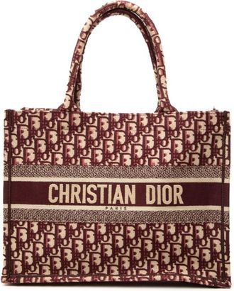 Dior Beige Red Color Wine Canvas Shoulder Bag Tote Bag (Pre-Owned)