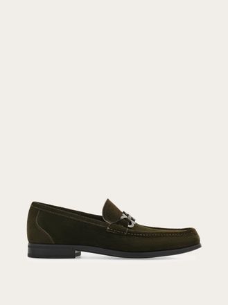 Ferragamo Men Gancini ornament moccasin Green Size 10.5