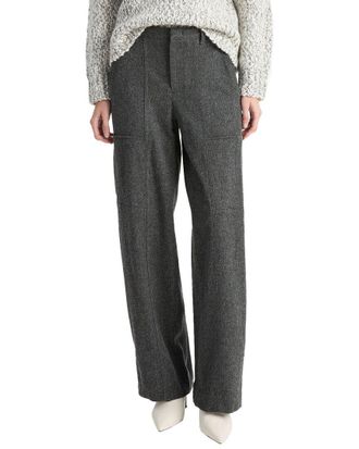 Vince Mid-Rise Brushed Herringbone Flannel Utility Wool-Blend Pant
