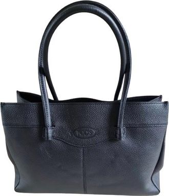 Tod's Black Pebbled Calf Mocassino Bag