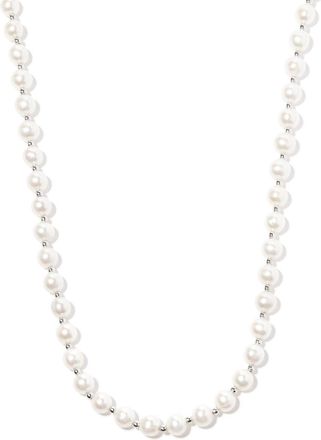 Hatton Labs Classic Pearl Chain Necklace - Mens - Sterling Silver