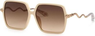 Roberto Cavalli Src 132 Zonnebril - Dames - Zonnebrillen - Beige - 59 MM - Accessoires