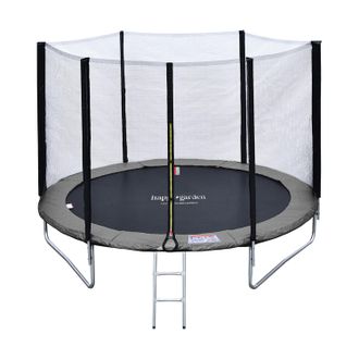 Happy Garden Cama El&aacute;stica De 180 Cm Reversible Gris / Rosa Cairns + Red De Seguridad + Escalera + Lona + Kit De Anclaje