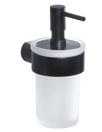 Gedy Sapho Gedy Pirenei - Dispensador De Jab&oacute;n Con Soporte, Negro Mate/cristal Satinado Pi8114