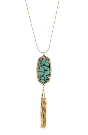 Olivia Welles Evie Tassel Pendant Necklace in Gold /Blue at Nordstrom Rack