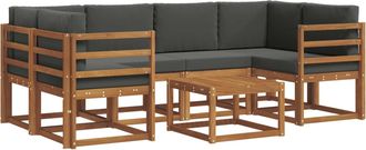 vidaXL Conjunto De Sof&aacute;s De Exterior 7 Uds. Natural Y Antracita Vidaxl