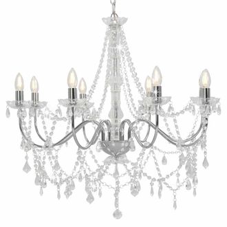 vidaXL Vidaxl Lampadario Con Perline Argento 8 Lampadine E14