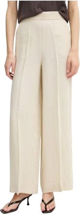 Benetton Broeken, Dames, Beige, XL, Linnen, Palazzo Broek