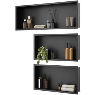 Elegant Lighting Shower Niche 304 Stainless Steel Wall Insert, Black Shower Caddies Modern Design, Shower Niche Three-piece Set(ENF60+ENF60+ENF90) - Elegant