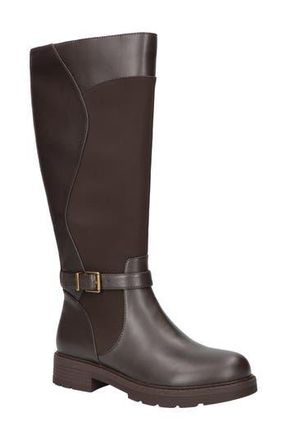 Easy Street Erica Mixed Media Equestrian Boot in Brown at Nordstrom Rack, Size 6