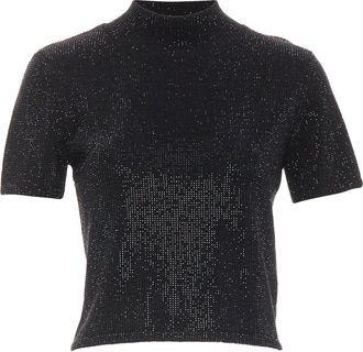 Alexander Wang Hotfix crystal double cashmere cropped sweater