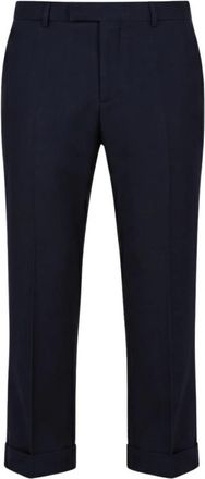 Valentino Broeken, Heren, Blauw, L, Wol, Wolbroek Met Omgeslagen Zoom