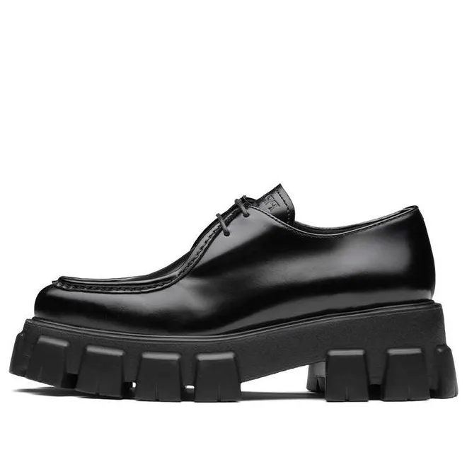 (WMNS) PRADA Monolith Pattern Calf Pointy Derby Shoes Black 1E719M_055_F0002_F_055