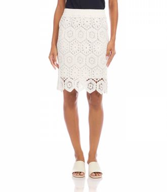 Karen Kane Crochet Mini Skirt In Off White