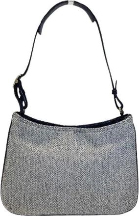 Coach Pre-owned Herringbone Wool Leather 2way Bag - Dames - Vintage Schoudertas - Grijs - ONE Size - Wol - Vintage