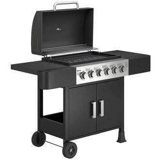 OUTSUNNY Barbacoa de gas 135x51x101 cm negro