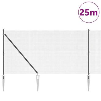 Berkfield Home Modern Welded Wire Fence with 13 Spike Posts Grey 1, 2x25 m Steel