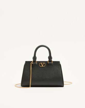 Valentino Garavani Mini borsa VLogo Signature in Vitello Granato Donna NERO UNI