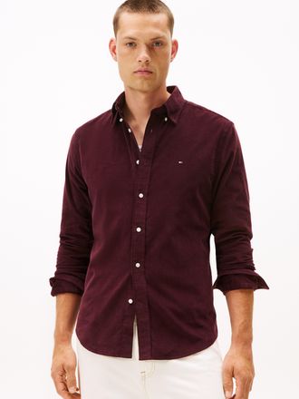 Tommy Hilfiger Langarmhemd TOMMY HILFIGER SOLID CORDUROY SHIRT, Herren, Gr. M, N-Gr, deep burgundy, Web, Obermaterial: 100% Baumwolle, unifarben, regular fit normal,