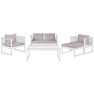 Beliani Beliani - Conjunto De Fundas De Coj&iacute;n Para Exterior Cojines De Asiento Y Respaldo Gris Bermuda