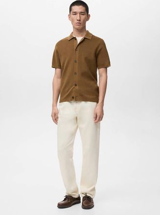 Mango Camicia maglia cotone marrone tabacco - Uomo - XXL - MANGO MAN