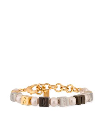 Moschino logo-beaded bracelet - Gold