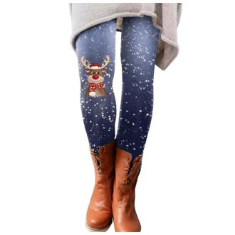 Generic Christmas Leggings Women Xmas Leggings Reindeer Printed Xmas Pants Comfortable Casual Christmas Legging Slim Fit High Waist Stretchy Pants Day Outfits
