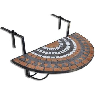 vidaXL Hanging Balcony Table Terracotta and White Mosaic Vidaxl