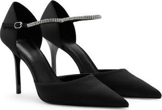 Mango Strappy Heeled Pump with Rhinestones in Black at Nordstrom, Size 9.5Us