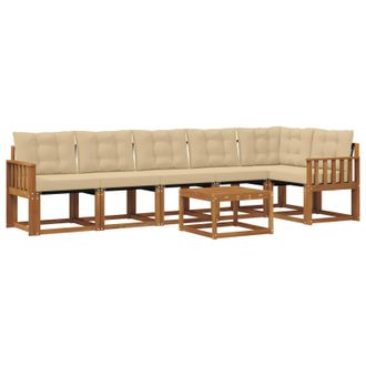 vidaXL Conjunto De Sof&aacute;s De Exterior Con Coj&iacute;n 7 Pcs Natural Y Beige Vidaxl