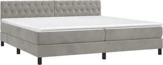 vidaXL Vidaxl - Cama Box Spring Colch&oacute;n Y Led Terciopelo Gris Claro 200x200 Cm