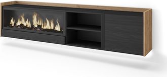 Skraut Home Skraut Home - Mueble Tv, Televisi&oacute;n, Muebles De Sal&oacute;n, Almacenaje, 212x35x50cm, Para Tv Hasta 80, Chimenea El&eacute;ctrica Xxl, Colgado, Suspendido, Led, Es