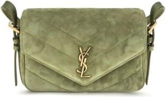 Saint Laurent Schoudertas met monogram - Dames - Tassen - Groen - Maat: ONE Size Su&egrave;de