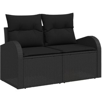 vidaXL Sof&aacute; De Jard&iacute;n Con Coj&iacute;n Negro 124 X 62 X 69cm Rat&aacute;n Sint&eacute;tico Vidaxl