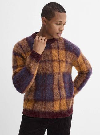 Roberto Collina Mens Fall check mohair-blend sweater