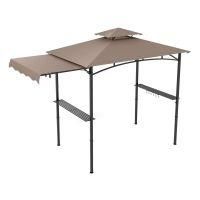 Costway Costway 318x153cm Grill Gazebo Outdoor Barbecue Canopy Tent w/Side Awning in Brown | Size: 318x153 cm
