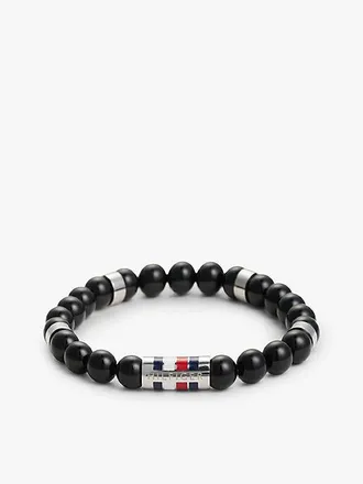 Tommy Hilfiger Onyx Bead Stainless Steel Bracelet