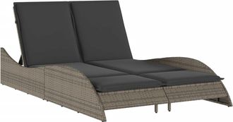 vidaXL Tumbona Con Cojines Rat&aacute;n Sint&eacute;tico Gris 114x205x73 Cm Vidaxl