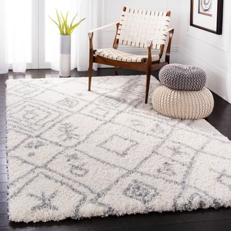 Safavieh Fontana Shag Area Rug, Cream / Grey Moroccan Style Non-Shedding