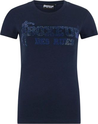 Boxeur Des Rues T-Shirt BOXEUR DES RUES BOXEUR DES RUES T-Shirt Rhinestone Logo, Damen, Gr. XS, blau, Obermaterial: 95% Baumwolle CO. 5% Elasthan EL., Shirts T-Shirt