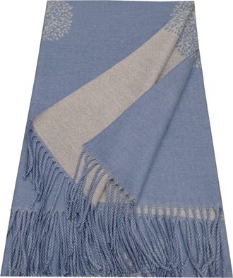 World of Shawls WINTER WARMER Reversible Thick Long Mulberry Tree Print Fashion Scarf Blanket Wrap (Denim Blue/Grey)